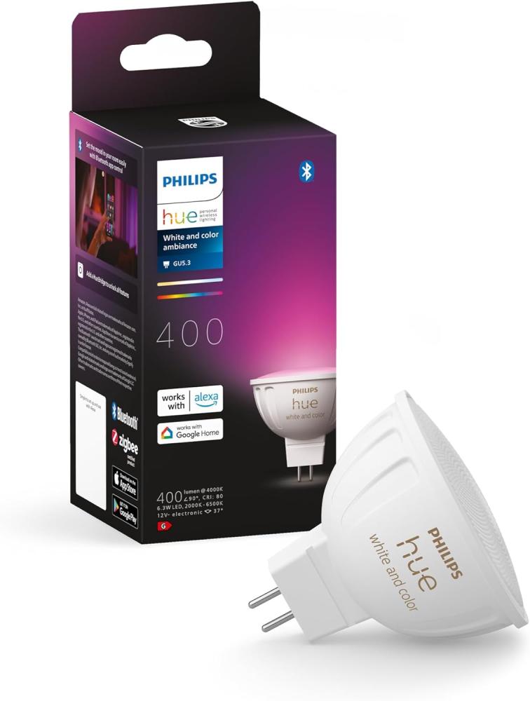 Philips Hue White & Col. Amb. MR16 LED Lampe Einzelpack 400lm- Bild 1