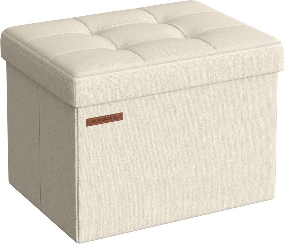 SONGMICS Sitzhocker mit Stauraum, kleine klappbare Sitzbank, 31 x 41 cm Fußbank, Aufbewahrungsbox, bis 130 kg belastbar, für Wohnzimmer Schlafzimmer Schlafsaal, cremeweiß LSF102W01 Bild 1