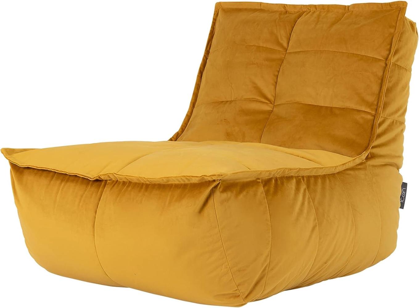 icon Sitzsack-Liege „Dolce“, Gelb, Samt, XXL Sitzsack Sessel für Erwachsene, Riesensitzsack mit Füllung für das Wohnzimmer, Sitzsack Groß Plüsch Bild 1