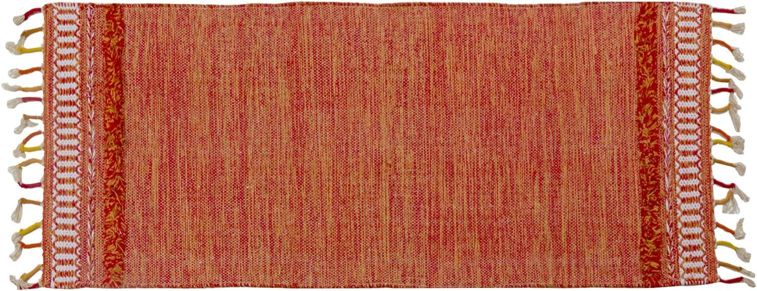 Dmora Moderner Boston-Teppich, Kelim-Stil, 100% Baumwolle, orange, 180x60cm Bild 1