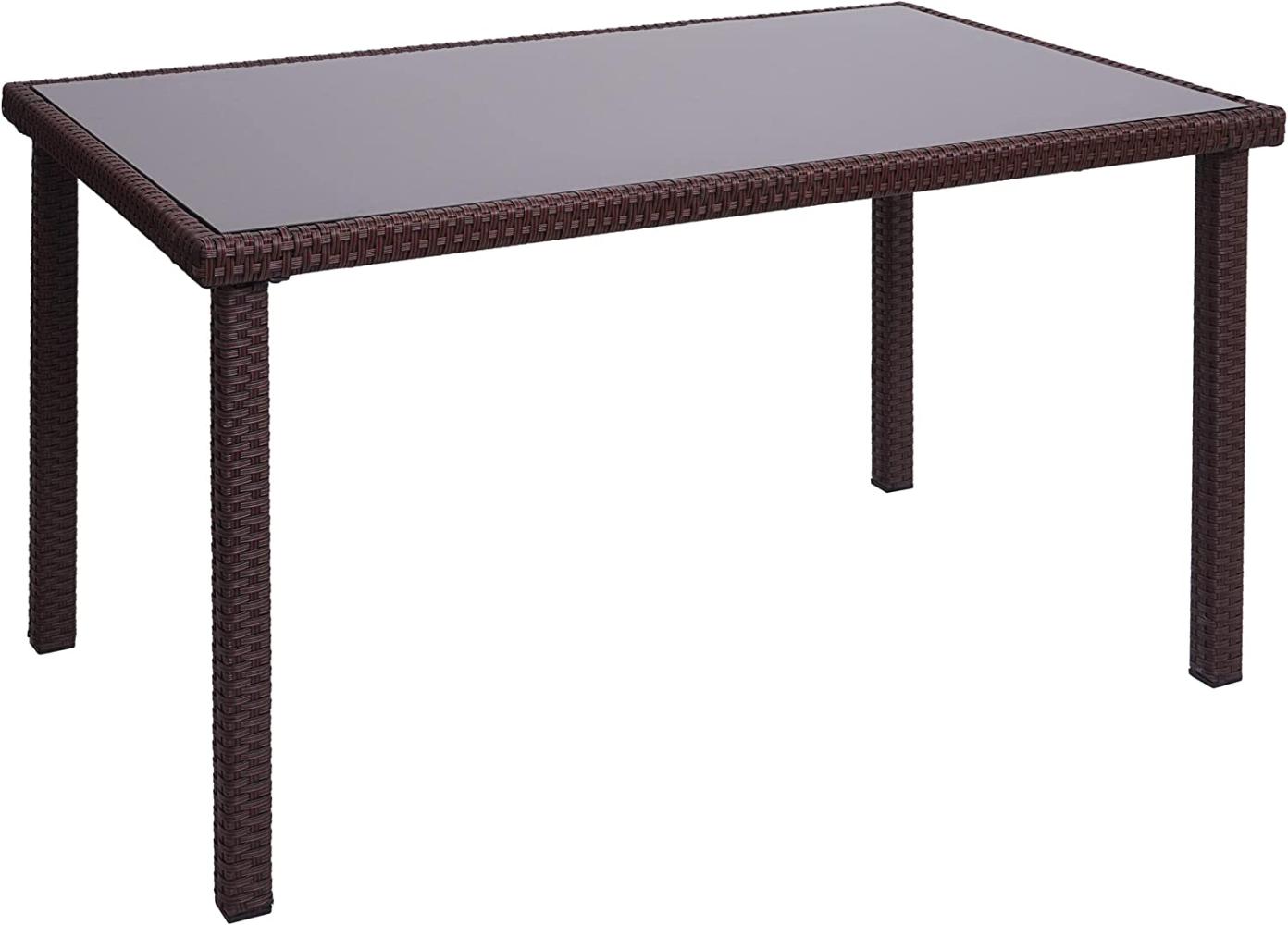 Poly-Rattan Tisch HWC-G19, Gartentisch Balkontisch, 120x75cm ~ braun Bild 1