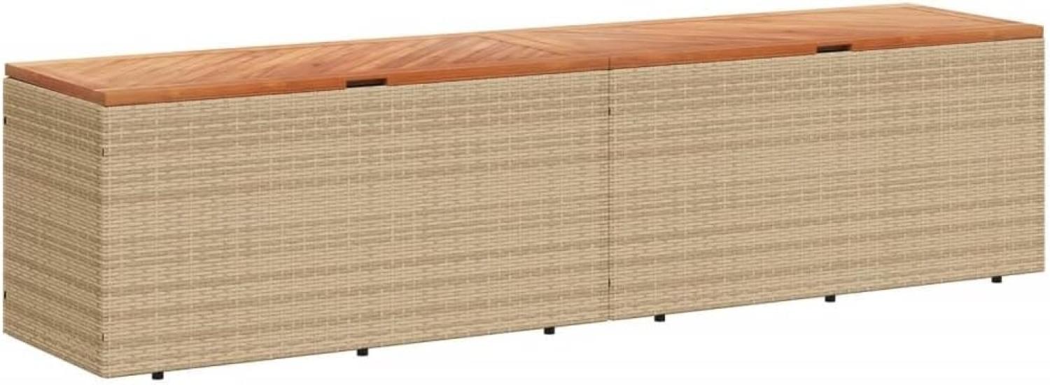 Gartentruhe Beige 220x50x54 cm Poly Rattan Akazienholz Bild 1