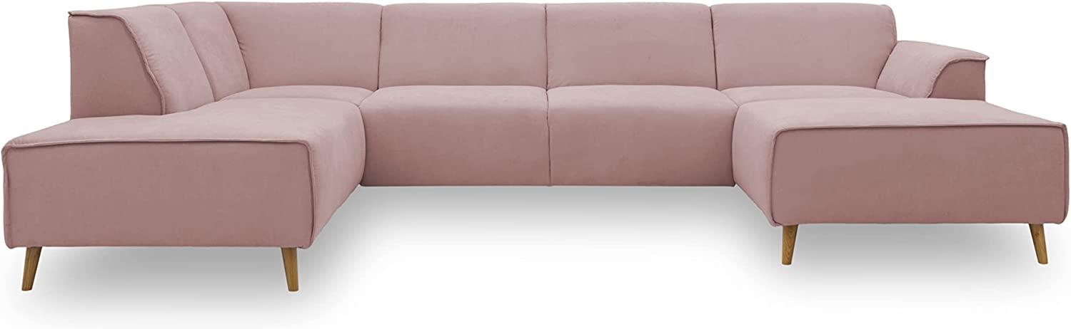 DOMO Collection Jules Wohnlandschaft, Skandinavisches Sofa mit Federkern, Couch in U-Form, rosa (Flamingo), 191x333x159 cm Bild 1
