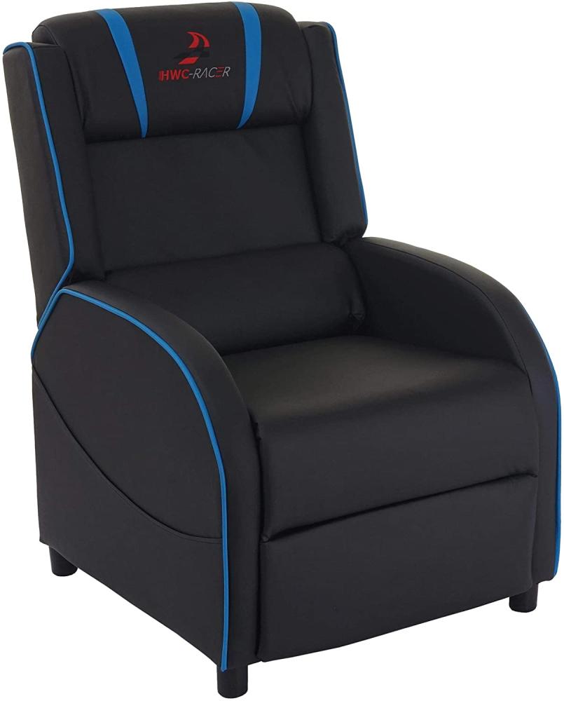 Fernsehsessel HWC-D68, HWC-Racer Relaxsessel TV-Sessel Gaming-Sessel, Kunstleder ~ schwarz/blau Bild 1