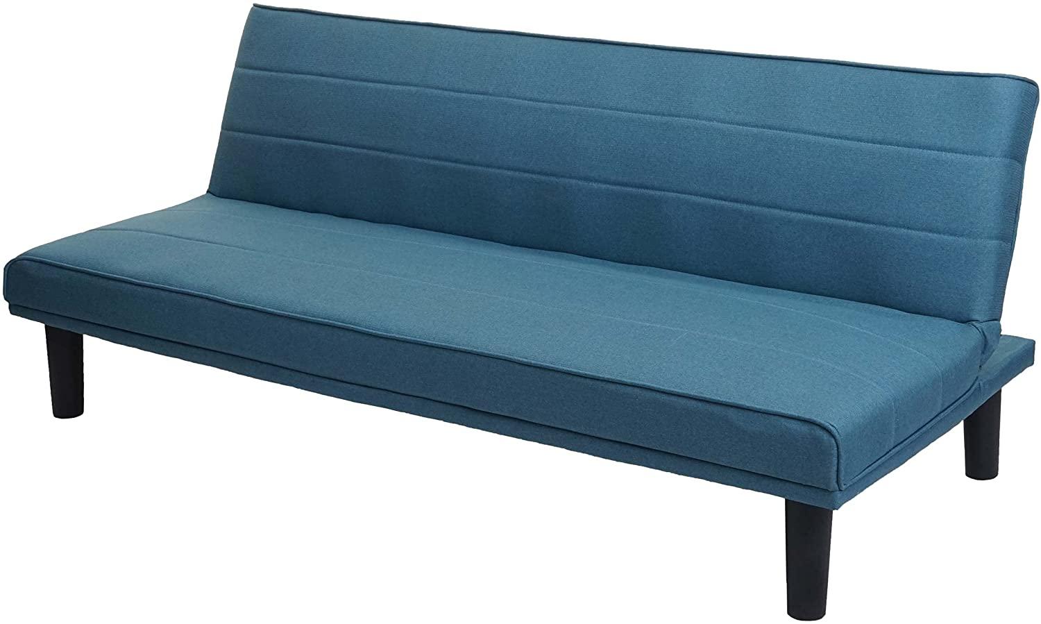 Schlafsofa HWC-J17, Couch Klappsofa Gästebett Bettsofa, Schlaffunktion Stoff/Textil 165cm ~ türkis-blau Bild 1