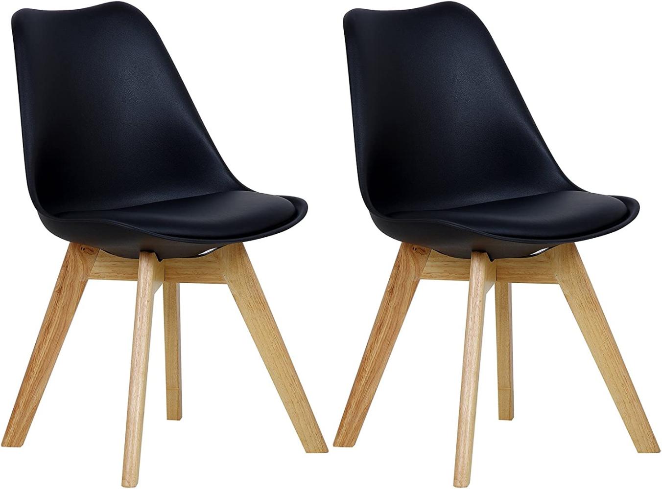 WOLTU BH29sz-2 2 x Esszimmerstühle 2er Set Esszimmerstuhl Design Stuhl Küchenstuhl Holz, Schwarz Bild 1
