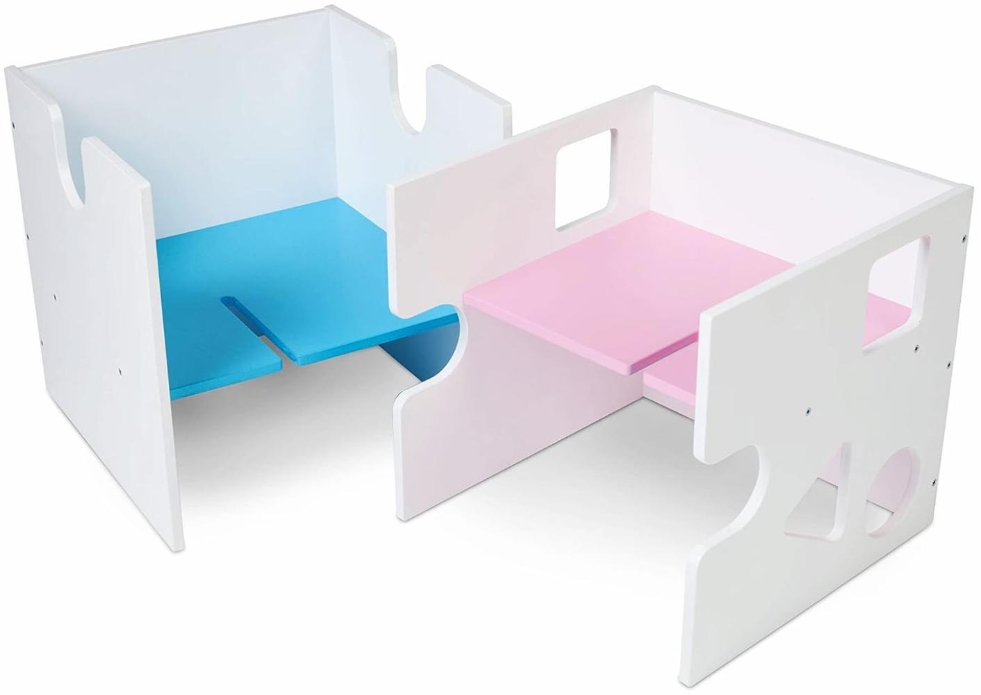 Babybay 'Babycube' Würfel seidenmatt weiß mit rosa/blau Sitzfläche Bild 1