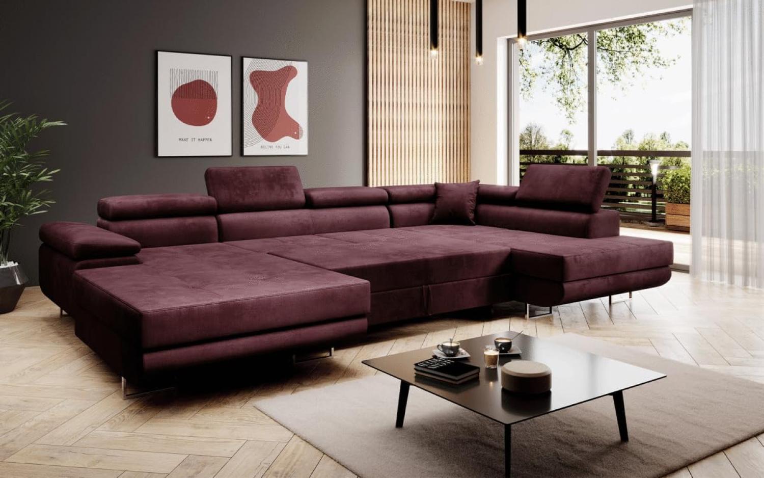 Designer Sofa Lago mit Schlaf und Klappfunktion (Samt) Anthrazit Links Bild 1
