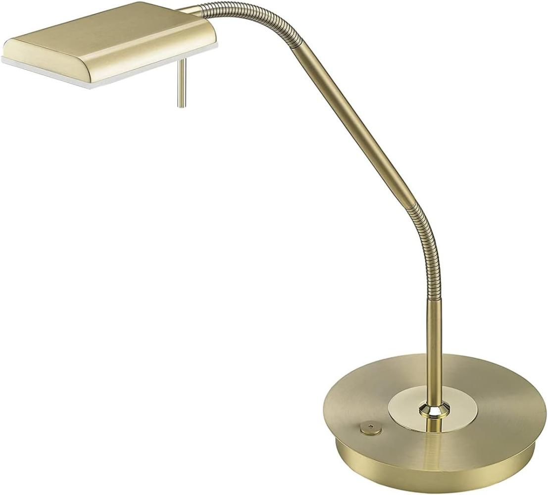 LED Schreibtischleuchte BERGAMO Messing flexibel Sensordimmer - Höhe 50cm Bild 1