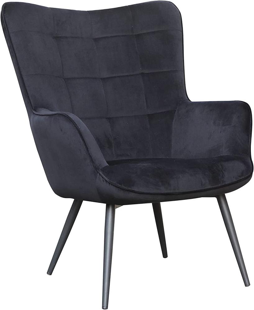 byLIVING Sessel Uta / Samtstoff schwarz / Gestell schwarz pulverbeschichtet / Relaxsessel /Armlehnen-Sessel / B 72, H 97, T 80 cm Bild 1
