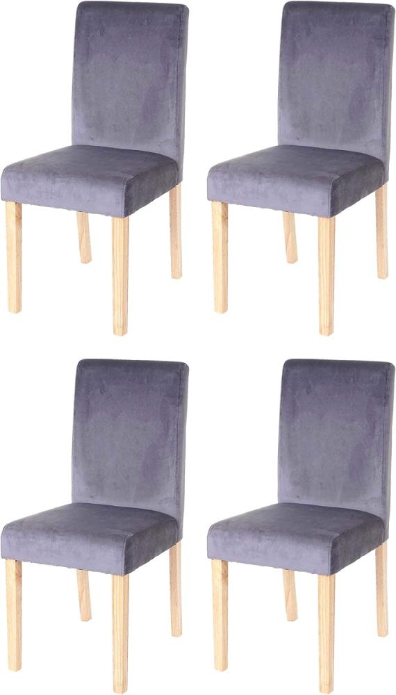 4er-Set Esszimmerstuhl Stuhl Küchenstuhl Littau, Samt ~ grau, helle Beine Bild 1