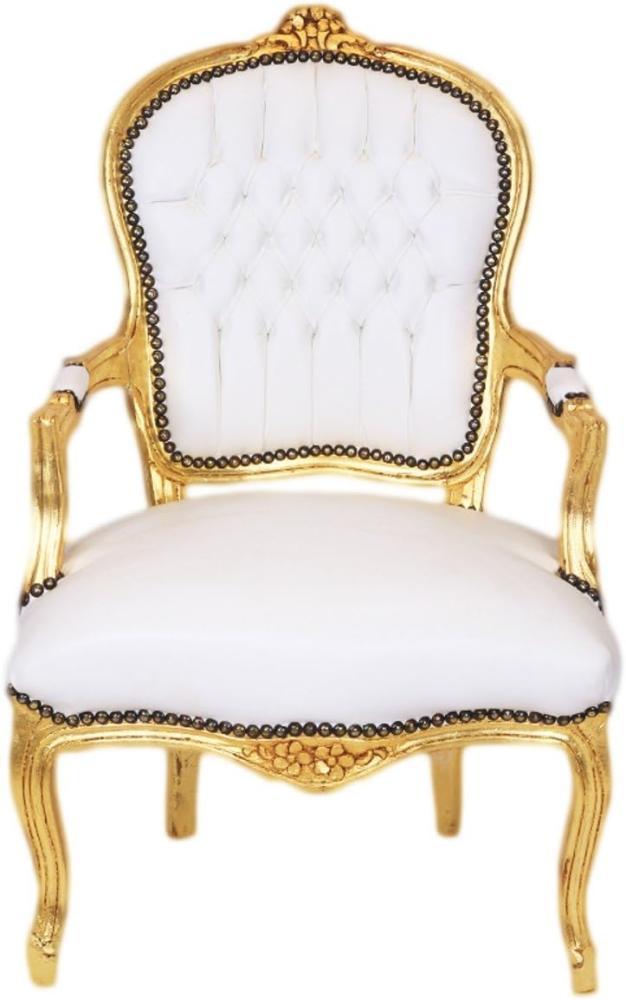 Casa Padrino Barock Salon Stuhl Weiß / Gold - Möbel Antik Stil Bild 1