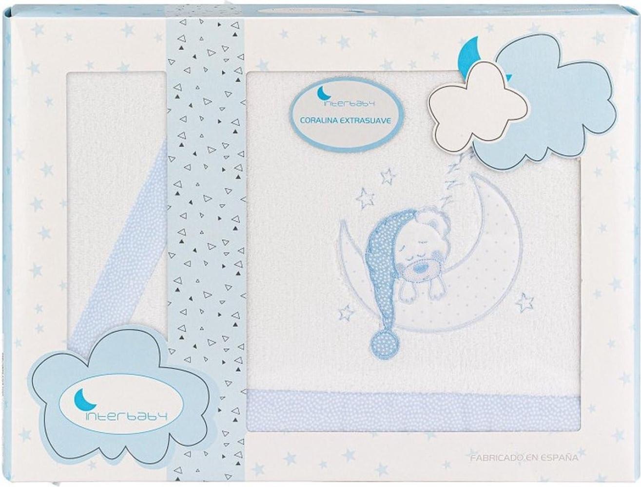 Interbaby Spannbettlaken für den Winter, aus Coralina-Stoff, für Kinderwagen, (Spannbettlaken, Bettlaken, Kissenbezug), Blau Bild 1