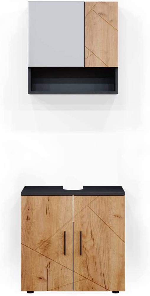 Vicco Badmöbel Set Badezimmermöbel Irma Spiegelschrank + Waschtischunterschrank Bild 1