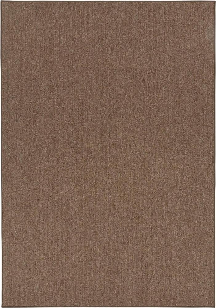 Feinschlingen Teppich Casual Braun Uni Meliert - 80x200x0,4cm Bild 1