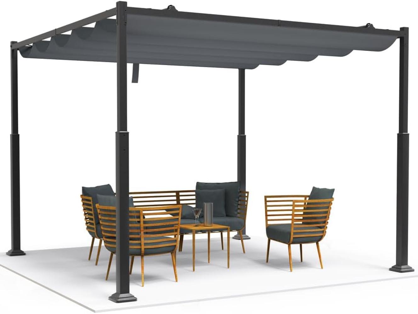 VOUNOT Pergola Pavillon 3x3m wasserdicht stabil Winterfest, Gartenpavillon Metall mit Terrassenüberdachung freistehend, Sonnenschutz für Garten Terrasse & Balkon, Grau Bild 1