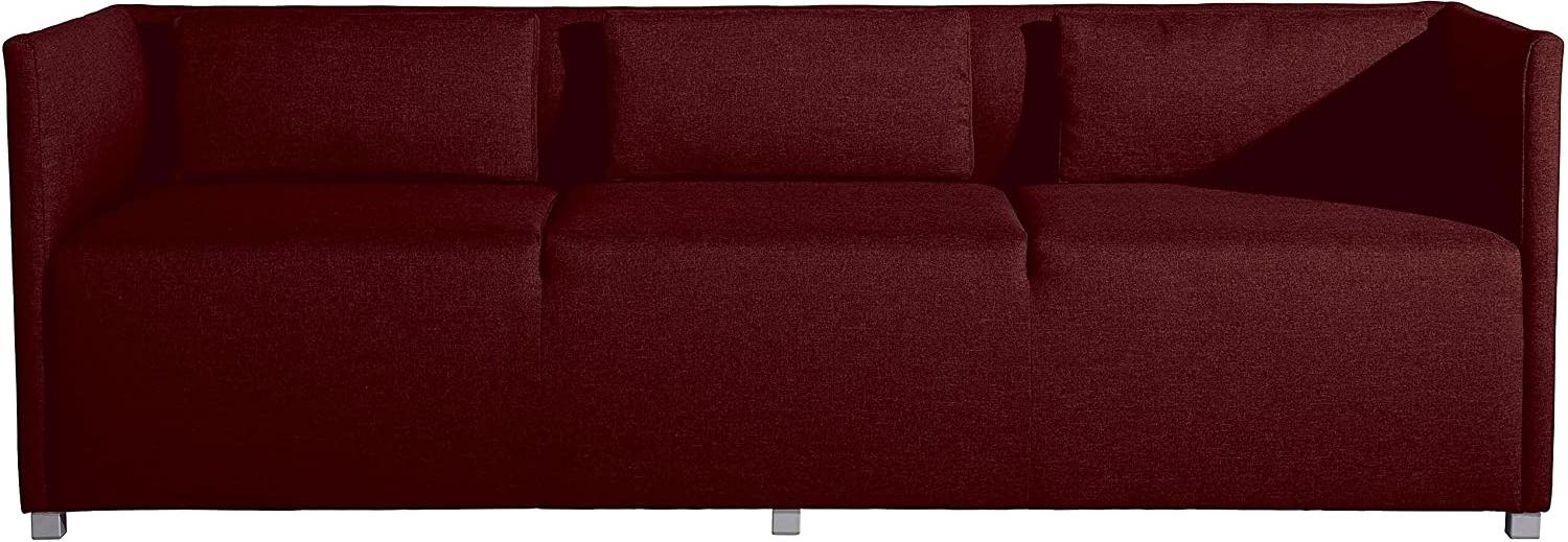 Equal Sofa 3-Sitzer Flachgewebe Rot Metallfuß pulverbeschichtet Bild 1