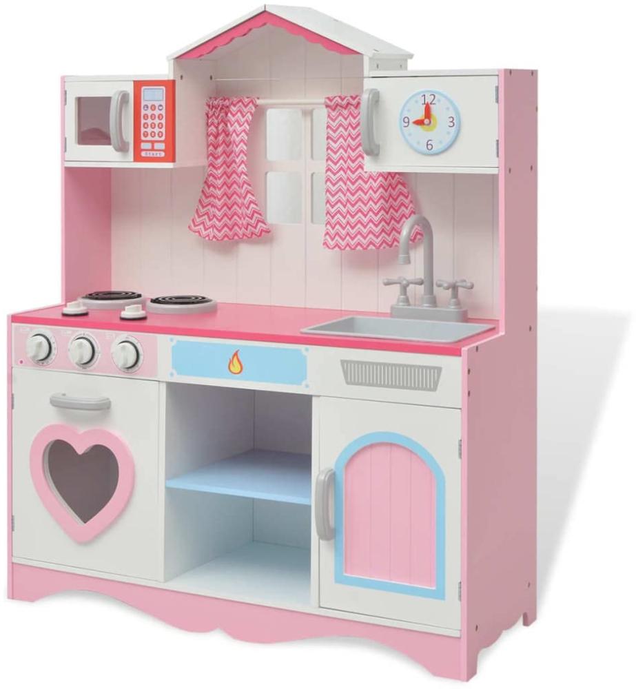 Spielzeugküche Holz 82×30×100 cm Rosa und Weiß Bild 1