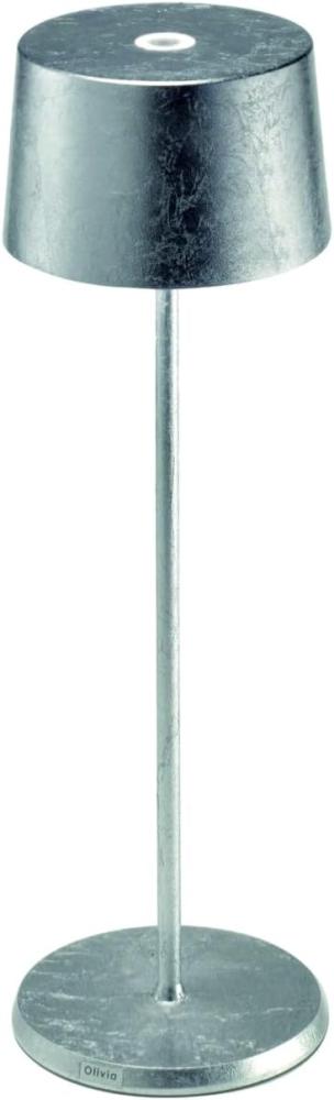 Zafferano - Olivia Pro Kabellose LED-Tischleuchte aus Aluminium, dimmbar, IP65-Schutz, Indoor/Outdoor Benutzung, EU-Stecker - H: 35,5cm (Silber) ZAFOLIVIAPRO-FA Bild 1
