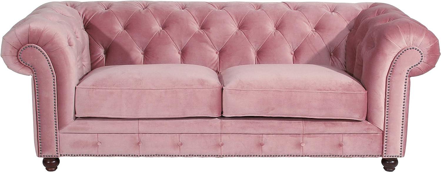 Orleans Sofa 2,5-Sitzer Samtvelours Rose Buche Nussbaumfarben Bild 1