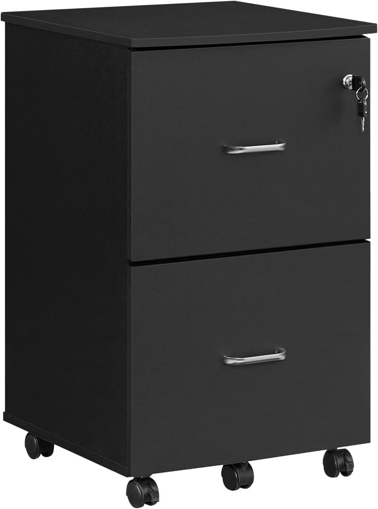 VASAGLE Rollcontainer mit Schloss und Schubladen, abschließbarer Aktenschrank mit Verstellbarer Hängeregistratur, schwarz von SONGMICS LCD27BKV1 Bild 1