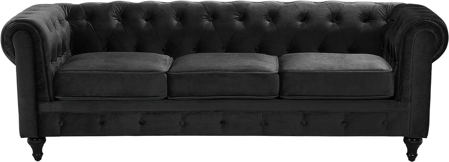 3-Sitzer Sofa Samtstoff schwarz CHESTERFIELD Bild 1