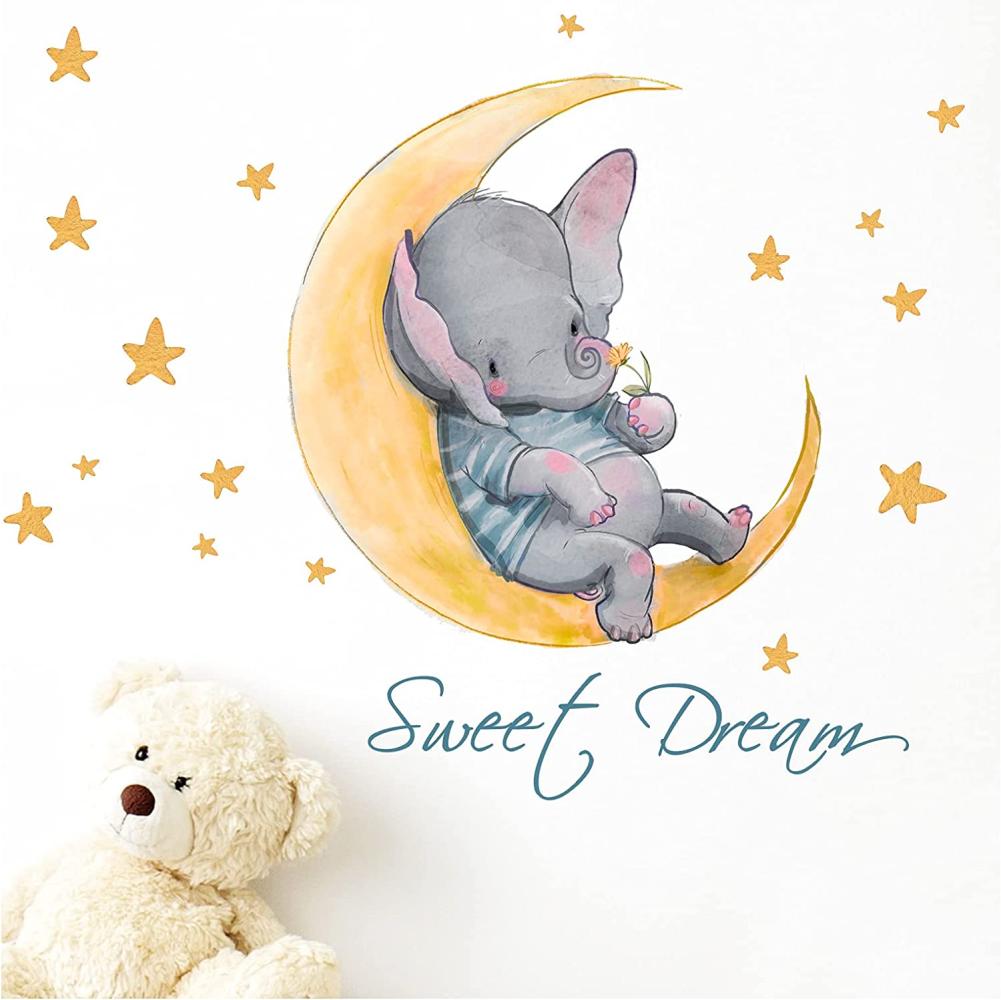 Little Deco 'Sweet Dream Elefant & Mond' Wandtattoo 80 x 48 cm (BxH) Bild 1
