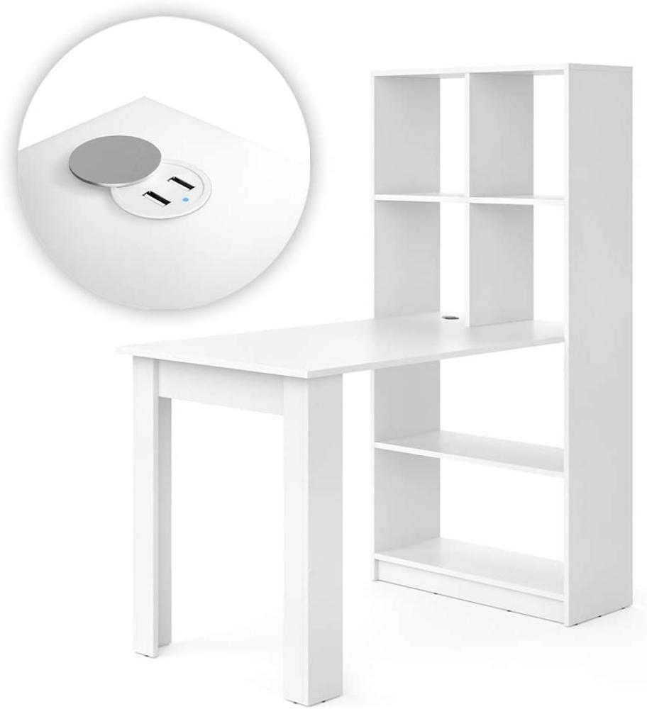 Vicco Schreibtisch 'Gael' weiß mit Regal und USB Ladestation Bild 1