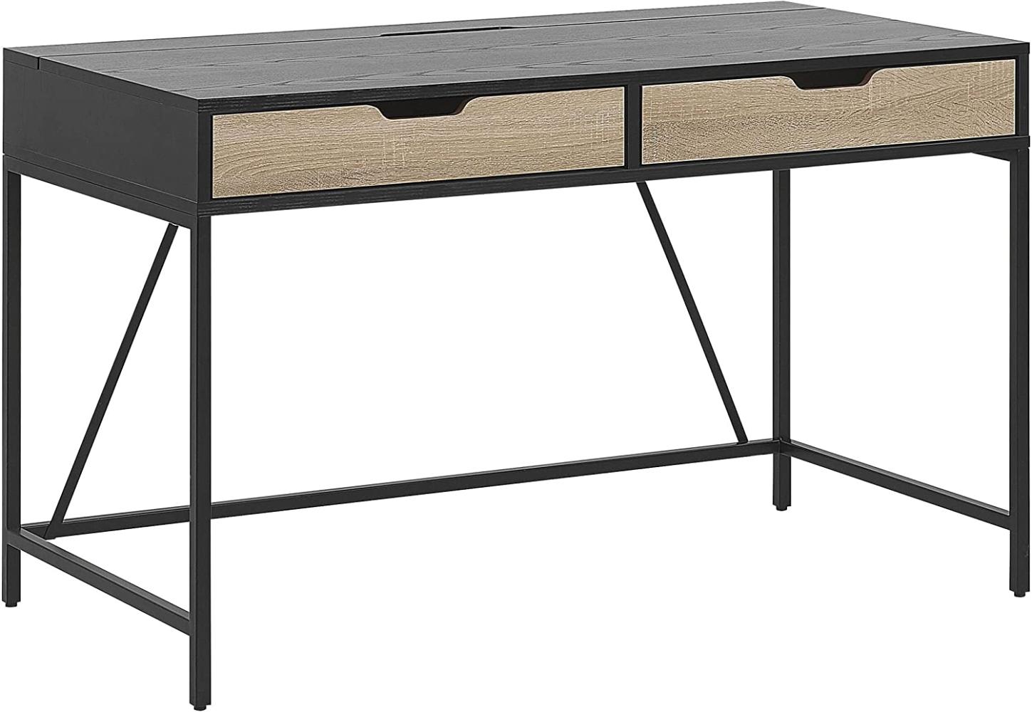 Schreibtisch schwarz / heller Holzfarbton 120 x 60 cm 2 Schubladen JENA Bild 1
