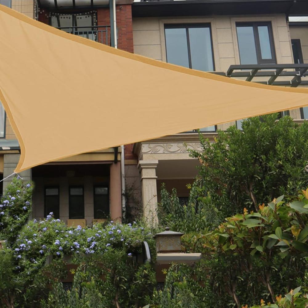 HAIKUS Sonnensegel Wasserdicht Dreieckig 3x3x3m Sonnenschutz Wasserabweisend Premium PES Polyester mit UV Schutz für Balkon Garten Terrasse Sand Bild 1