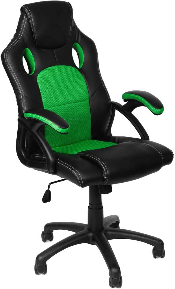 Gamer Stuhl Gaming Schreibtischstuhl Chefsessel Bürostuhl Ergonomisch, Grün, 9 Farbvarianten, gepolsterte Armlehnen, Wippmechanik, belastbar bis 150 kg, Lift TÜV geprüft, Panorama24 Bild 1