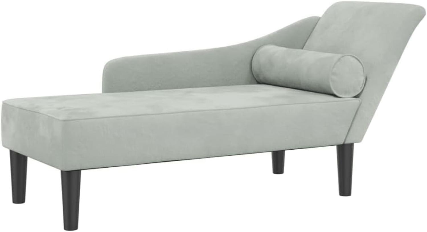 vidaXL Chaiselongue mit Kissen Hellgrau Samt Bild 1