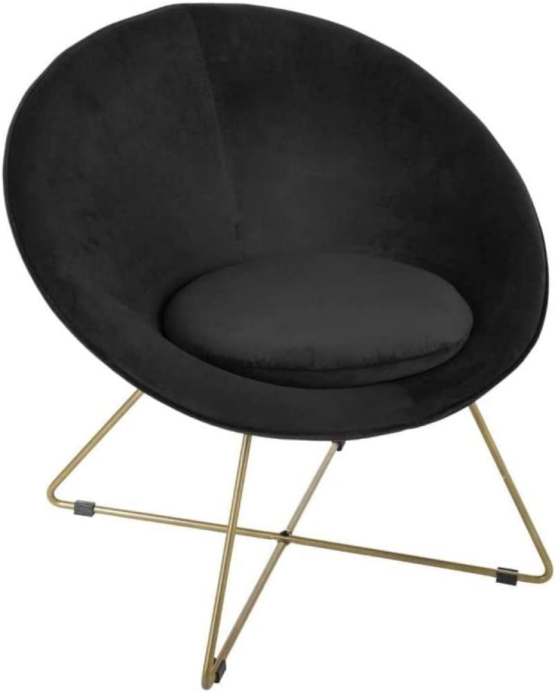 Sessel aus schwarzem Samt, Füße aus Metall, goldfarben Bild 1