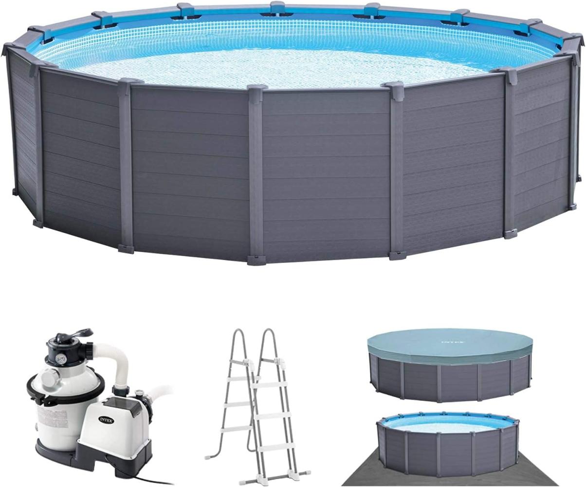 Intex 'Frame Swimming Pool Set Graphit Ø 478 x 124 cm', graphit, inkl. Sandfilteranlage Bild 1