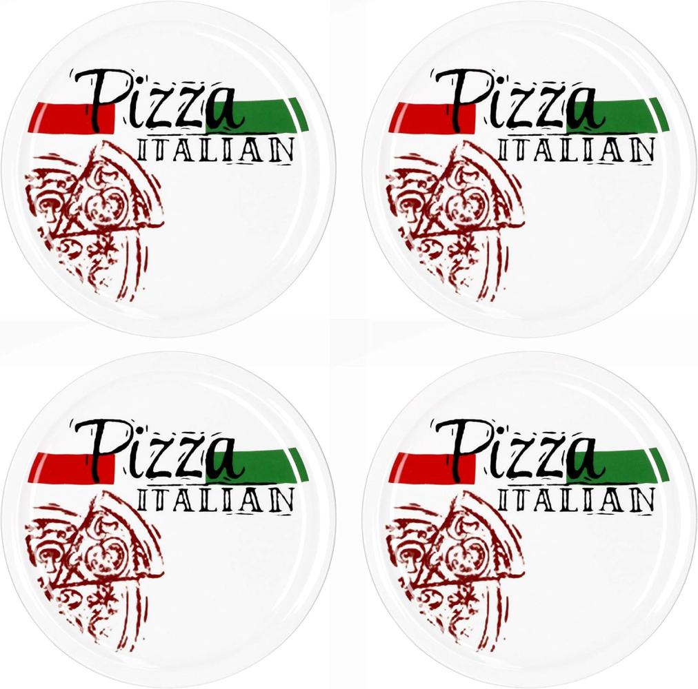 4er Set Pizzateller Pizza Italian Ø 30cm weiß Pizza XL-Teller Platte Bild 1