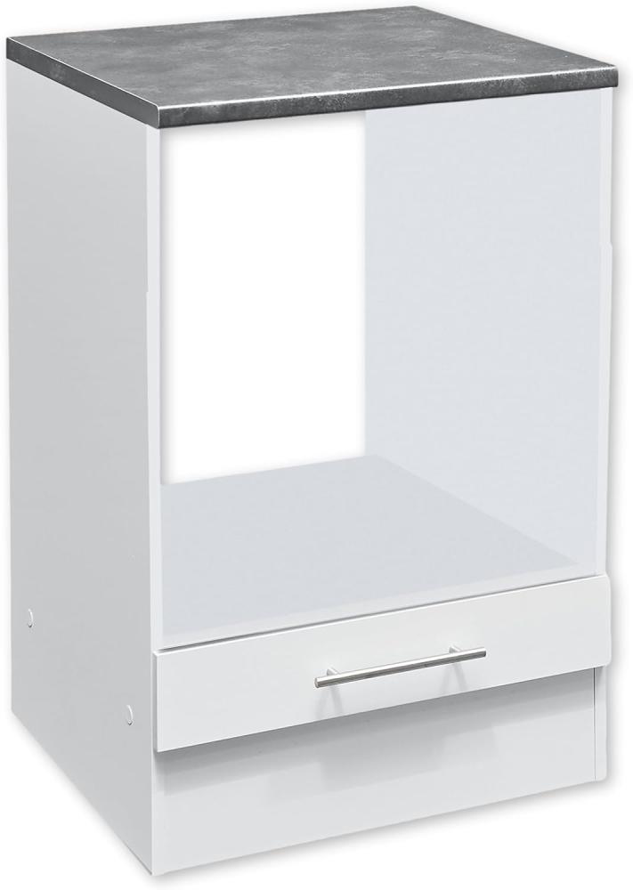 Eddy Moderner Herdumbauschrank in Weiß matt, Metallic Grau - Geräumiger Küchenschrank mit viel Stauraum - 60 x 90 x 60 cm (B/H/T) Bild 1