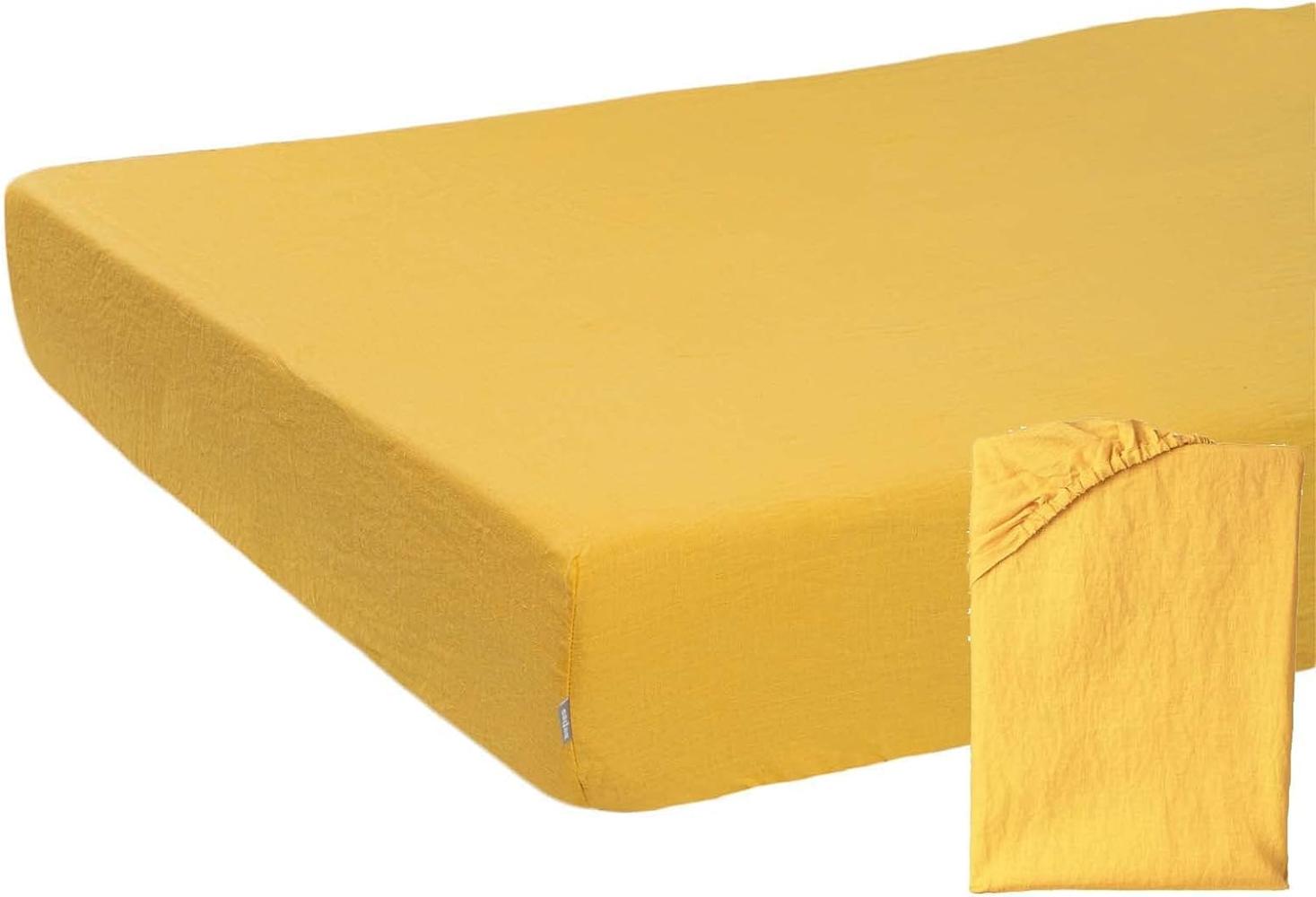 Spannbettlaken ca. 90x200 cm zitronen-gelb 100% Leinen beties "Leinen" Bild 1