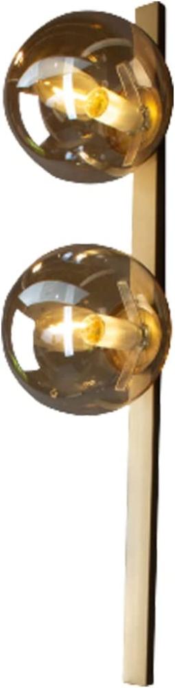 Außergewöhnliche LED Wandlampe Messing 2 flammig - Glaskugel Amber Bild 1