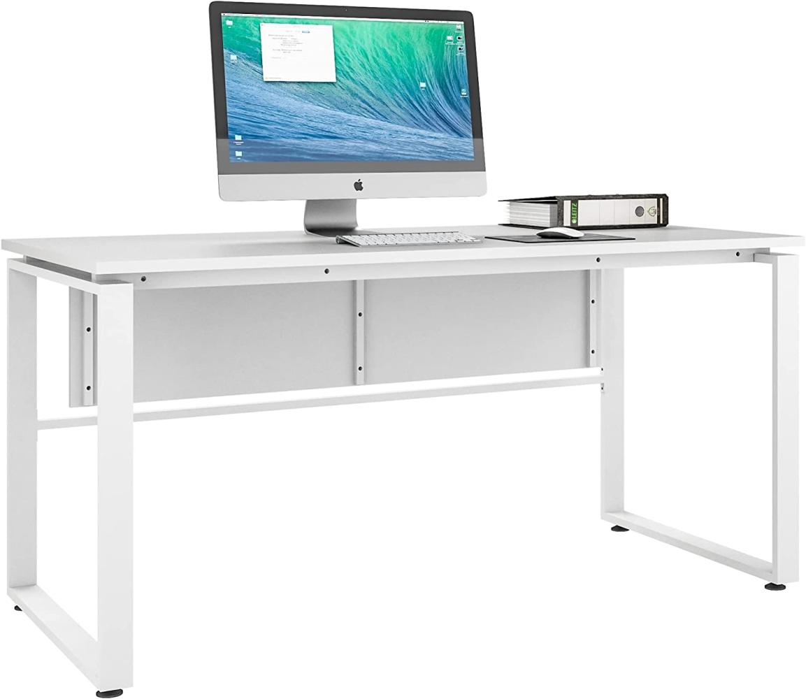 Schreibtisch >TRENDO< (BxHxT: 160x79x80 cm) in weiß matt - 160x79x80cm (BxHxT) Bild 1
