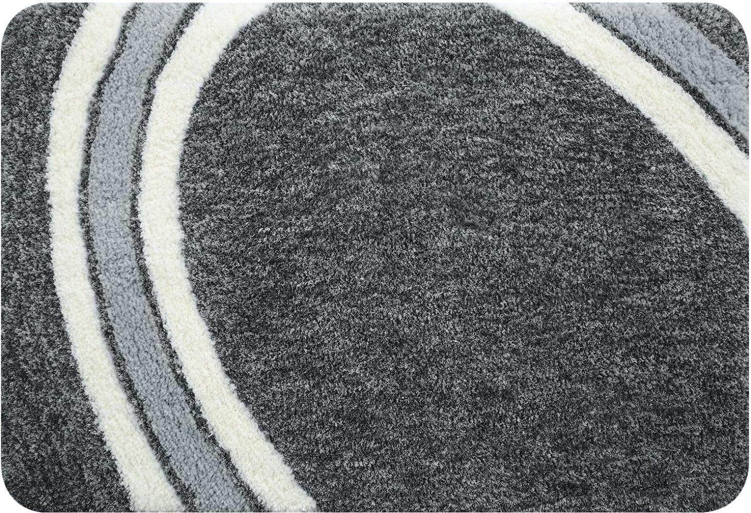 Spirella Badteppich Badematte Duschvorleger Mikrofaser Hochflor | flauschig | rutschhemmend | geeignet für Fußbodenheizung | 60x90 cm | Grau Bild 1
