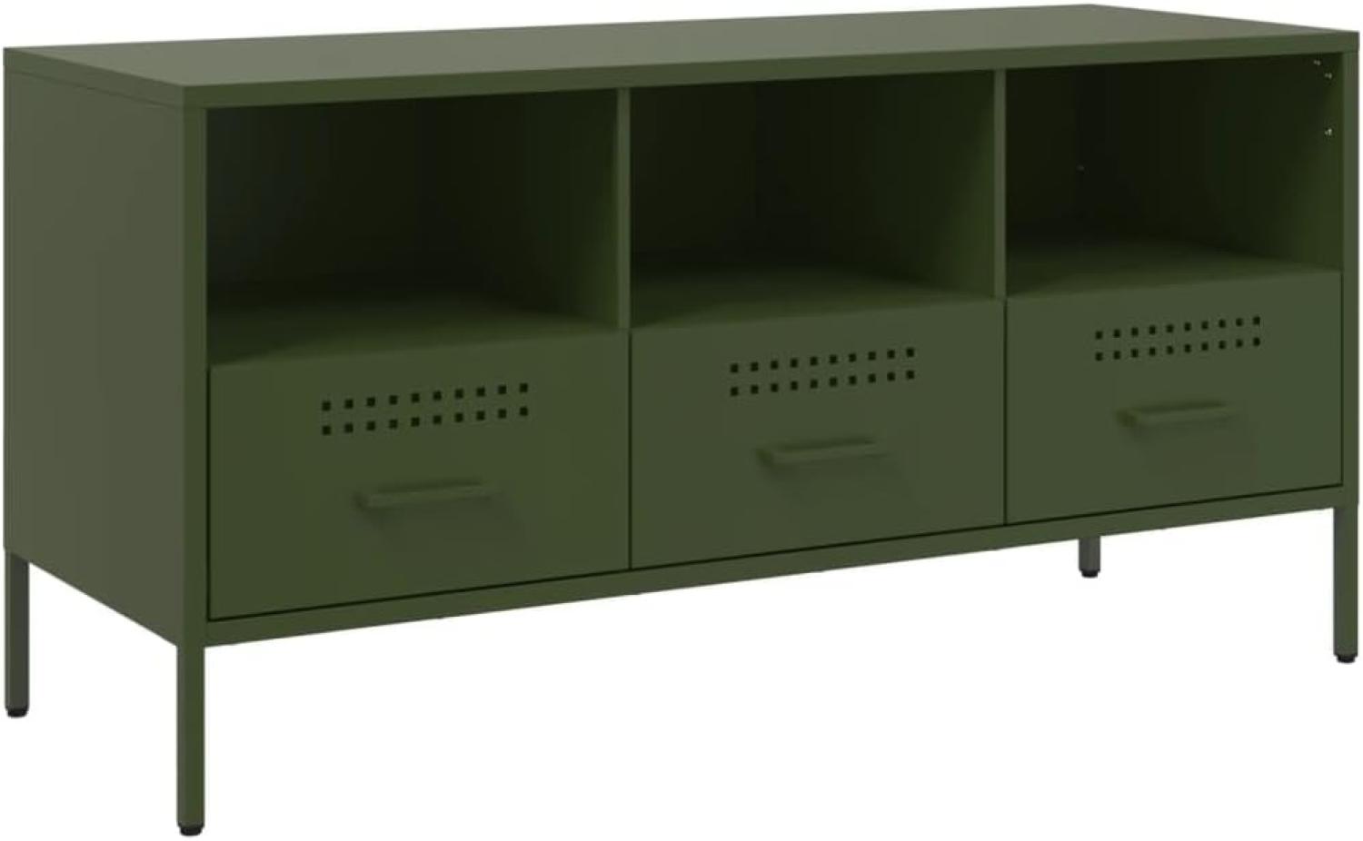 TV-Schrank Olivgrün 100,5x39x50,5 cm Kaltgewalzter Stahl 843040 Bild 1