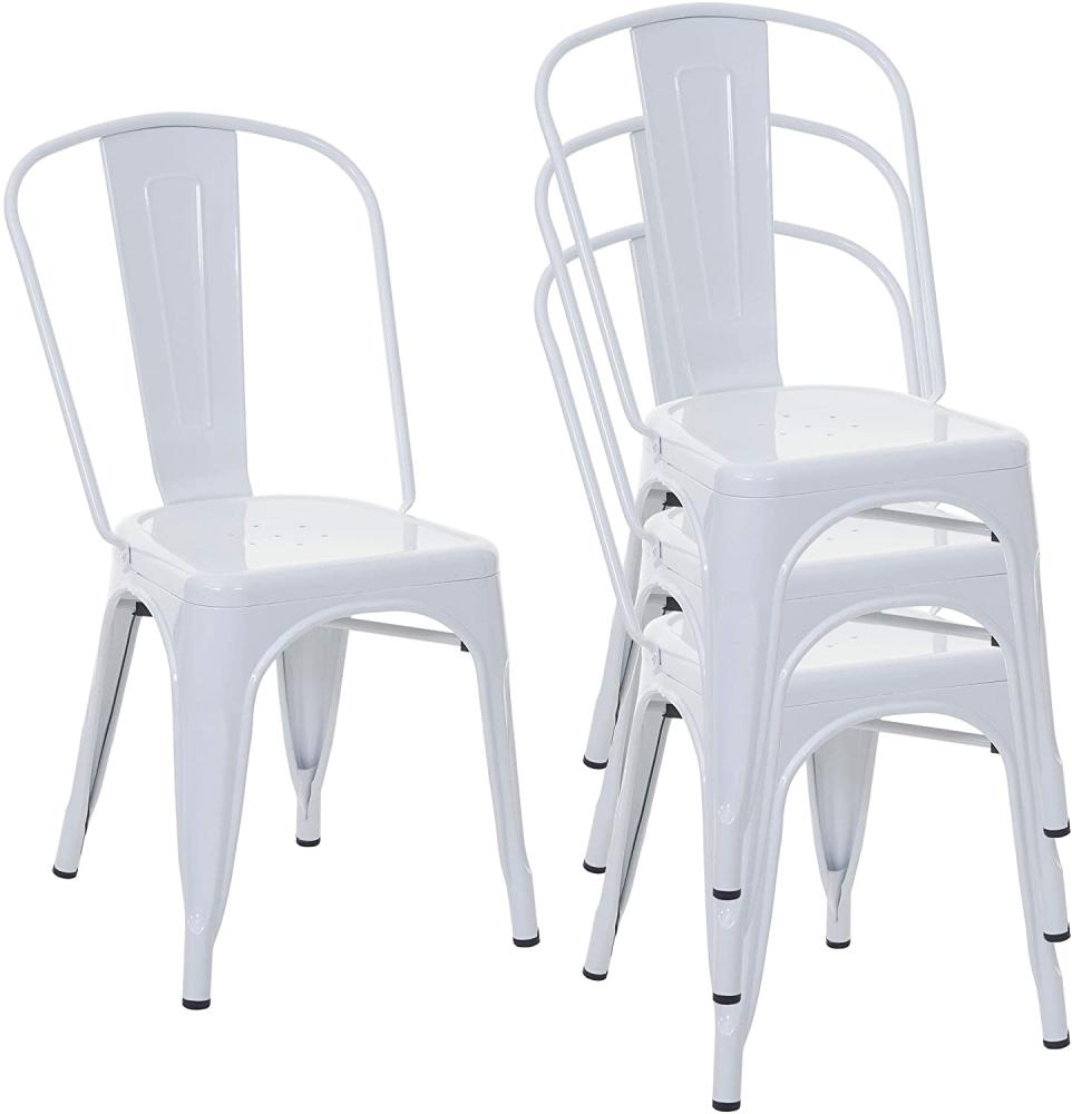 4er-Set Stuhl HWC-A73, Bistrostuhl Stapelstuhl, Metall Industriedesign stapelbar ~ weiß Bild 1