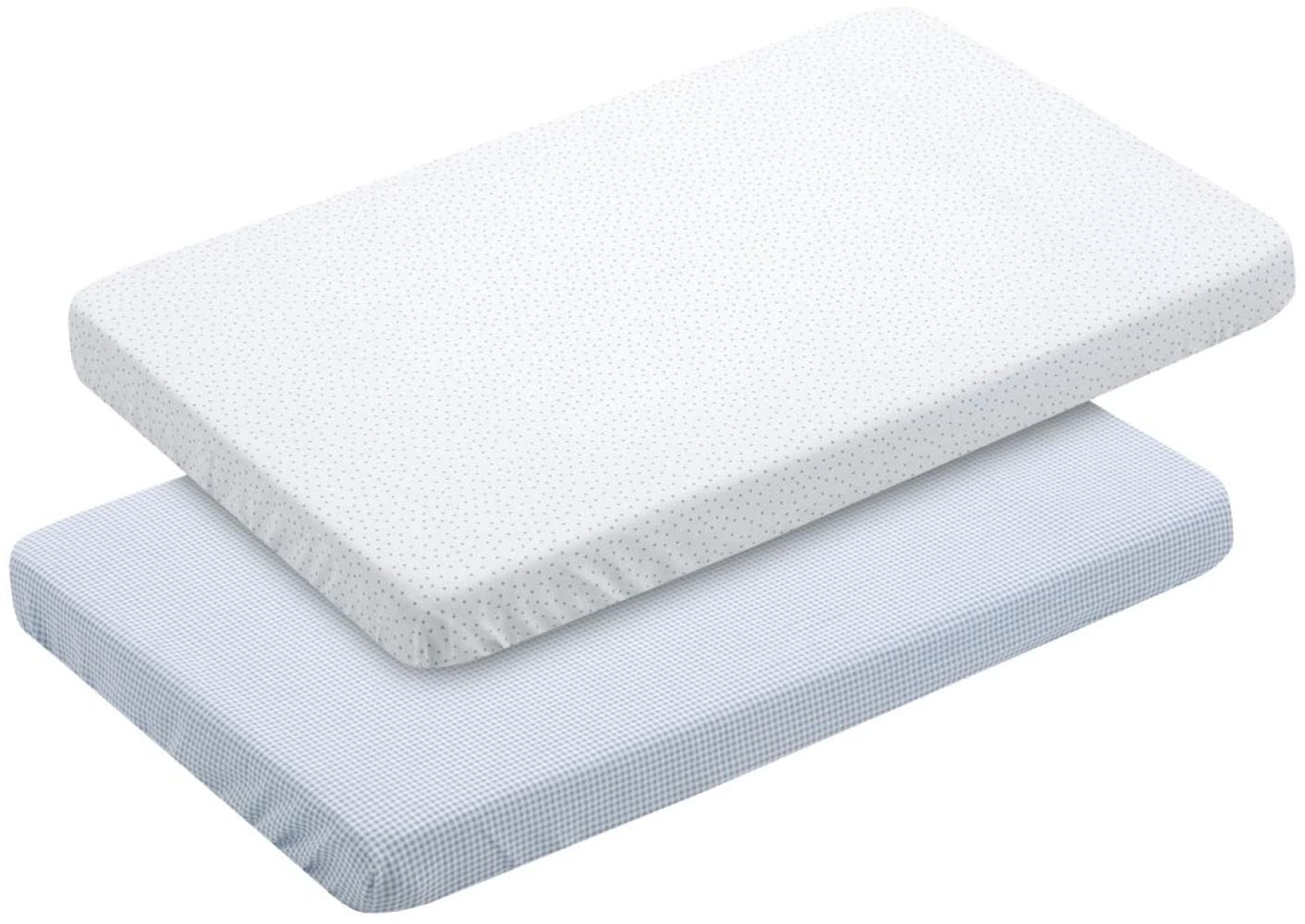 Cambrass - 2 Fitted Sheet-Small Bed 50x82x10 Cm Vichy10 Blue Bild 1