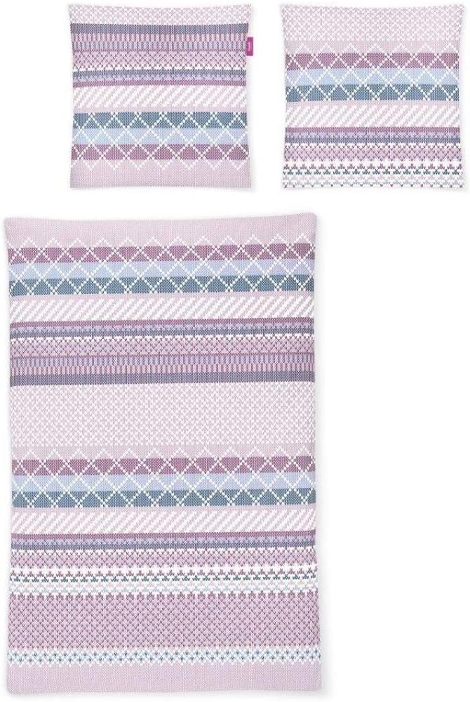 Irisette Biber Bettwäsche 2 teilig Bettbezug 135 x 200 cm Kopfkissenbezug 80 x 80 cm Lilo 8988-60 rosa Bild 1