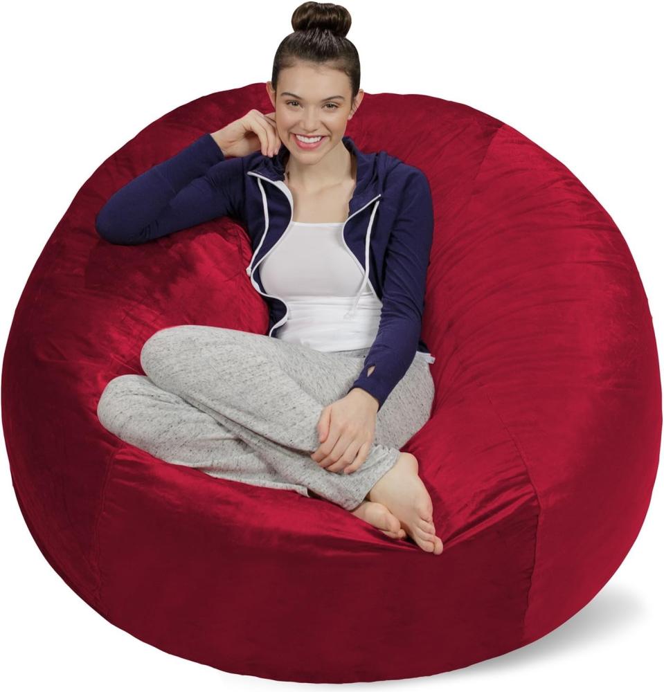 Sofa Sack XXL-Das Neue Komforterlebnis -Sitzsack mit Memory Schaumstoff Füllung-Ideal zum Relaxen im Wohnzimmer oder Schlafzimmer -Samtig weicher Velour Bezug in Dunkelrot Bild 1