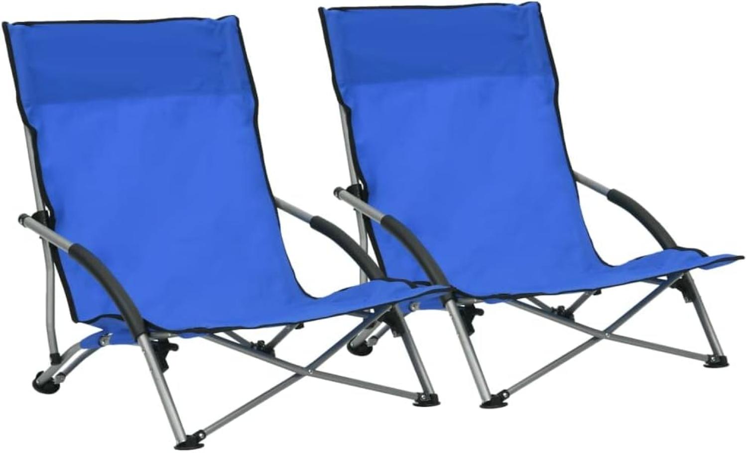vidaXL Klappbare Strandstühle 2 Stk. Blau Stoff Bild 1