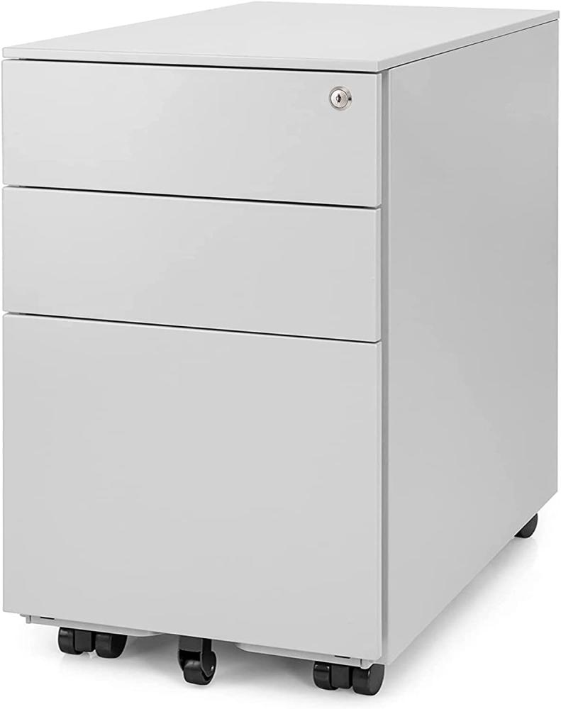 Ergotopia® Rollcontainer grau - abschließbarer Bürocontainer für Schreibtisch 60x39x52 cm (HxBxT) - Büro Container mit 3 Schubladen - Schreibtischcontainer abschließbar Bild 1