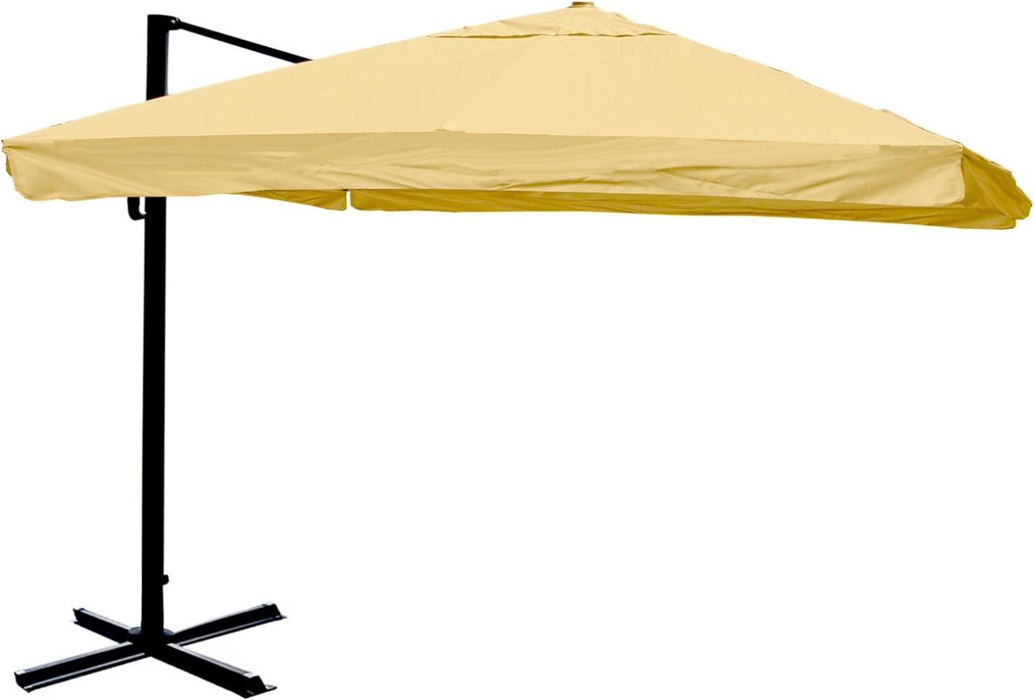 Ampelschirm HWC-A96, Sonnenschirm Gastronomie 3x3m (Ø4,24m) Polyester/Alu 23kg ~ Flap, creme ohne Ständer, drehbar Bild 1