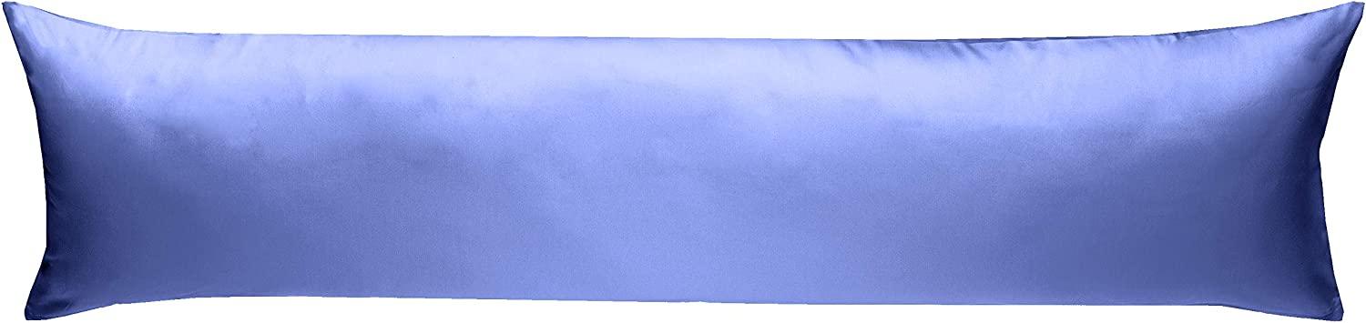 Mako-Satin Seitenschläferkissen Bezug uni / einfarbig hellblau 40x145 cm von Bettwaesche-mit-Stil Bild 1