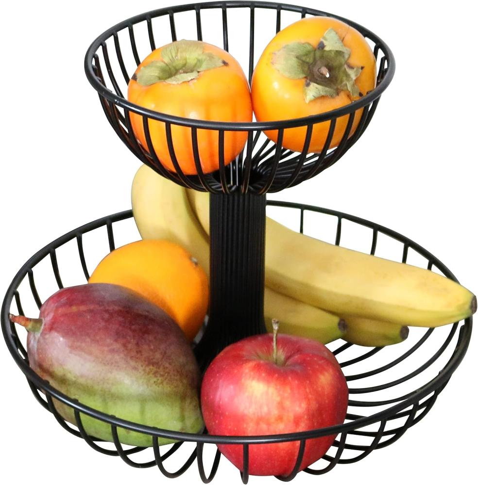 bremermann Obstschale Obst Etagere, Obstschale, Drahtkorb rund, Ø ca. 18 und 30 cm, schwarz Bild 1